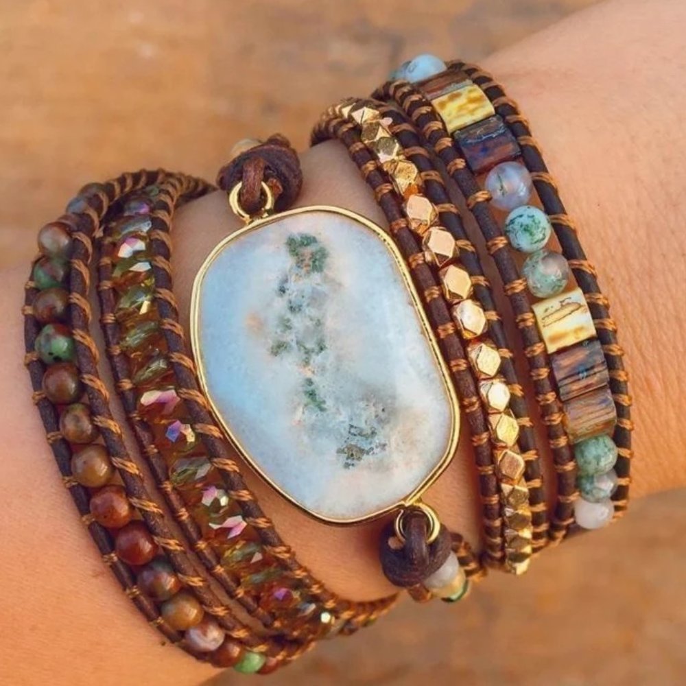 Solar Quartz Bohemian 5 Strand Handmade Healing Reiki Women Wrap Bracelet Gifts